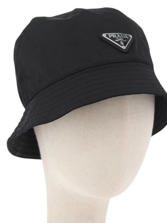PRADA Hat Nylon M Black Auth 181375M